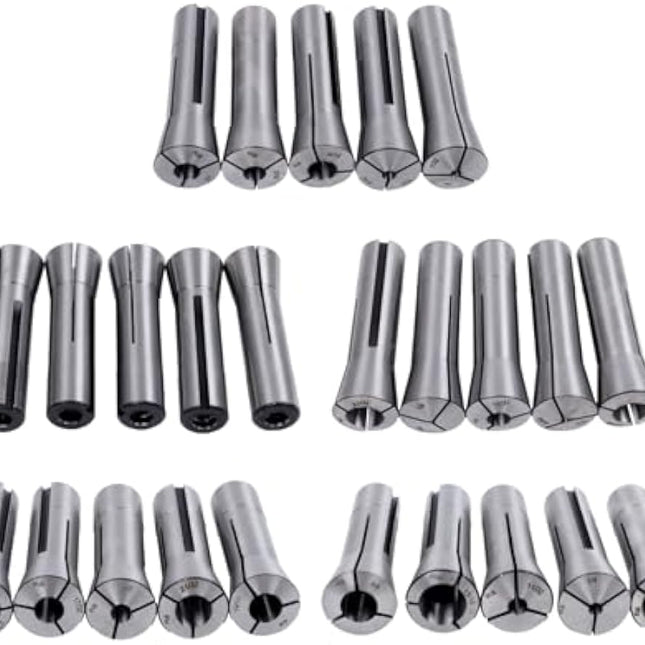 Findmall Colton Industrial Tools 25Pc High Accuracy R8 Round Collet Set | 0.0005 TIR, Fit for CNC Machining, Milling, and Drilling