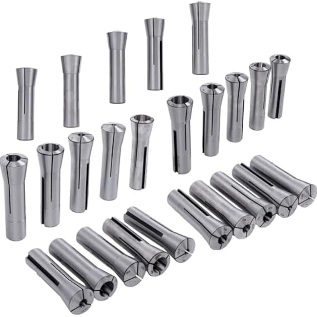 Findmall Colton Industrial Tools 25Pc High Accuracy R8 Round Collet Set | 0.0005 TIR, Fit for CNC Machining, Milling, and Drilling