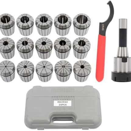 Findmall 15Pc 1-/8-1 ER40 Collet Set R8 Shank Chuck Holder | Fit for CNC Milling Lathe
