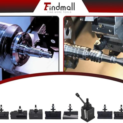 Findmall Bxa 250-222 Tool Post Set Wedge Type Quick Change Turning and Facing Holders Fit for Lathe (8)