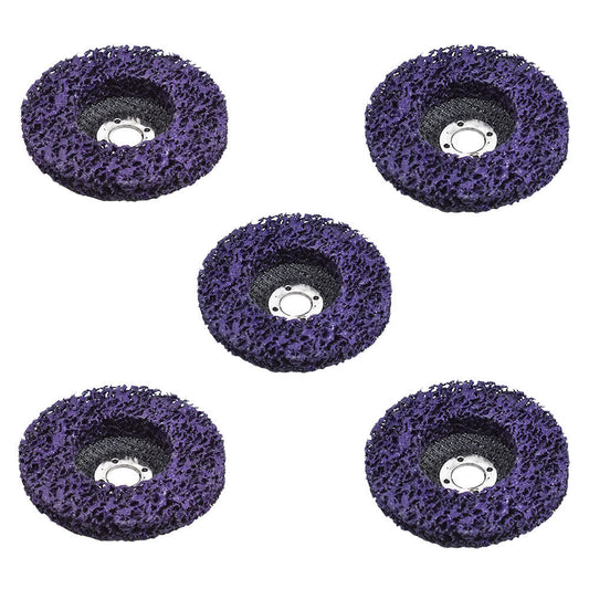 5Pcs 4" x 5/8" Purple Poly Strip Disc Wheel for Grinding Paint Rust Fit for Angle Grinder