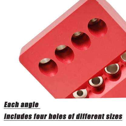 findmall 30, 45, 90 Degrees Angle 4 Dimensions Oblique Hole and Straight Hole Aluminum Alloy Drill Guide Jig for Cable Railing Lag Screw Wood Post and Deck Stair Railing