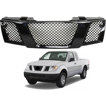Findmall Front Mesh Grille Assembly for 2005-2008 Nissan Frontier D40, Gloss Black
