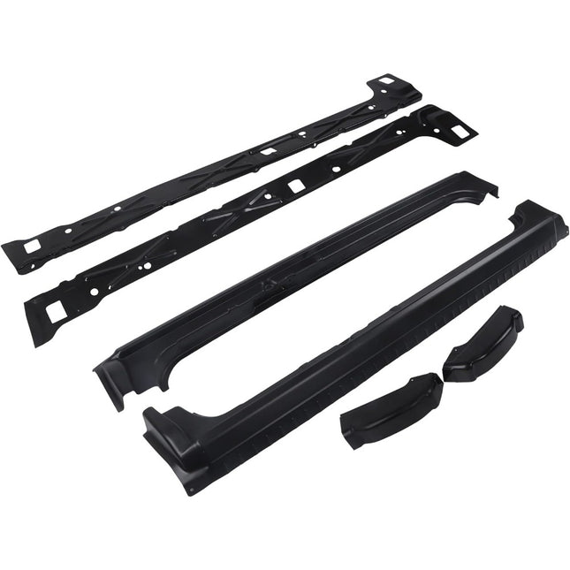 Findmall 6-Piece Inner Outer Rocker Panel and Cab Corner Kit for 1999-2007 Chevrolet Silverado GMC Sierra Extended Cab, Black