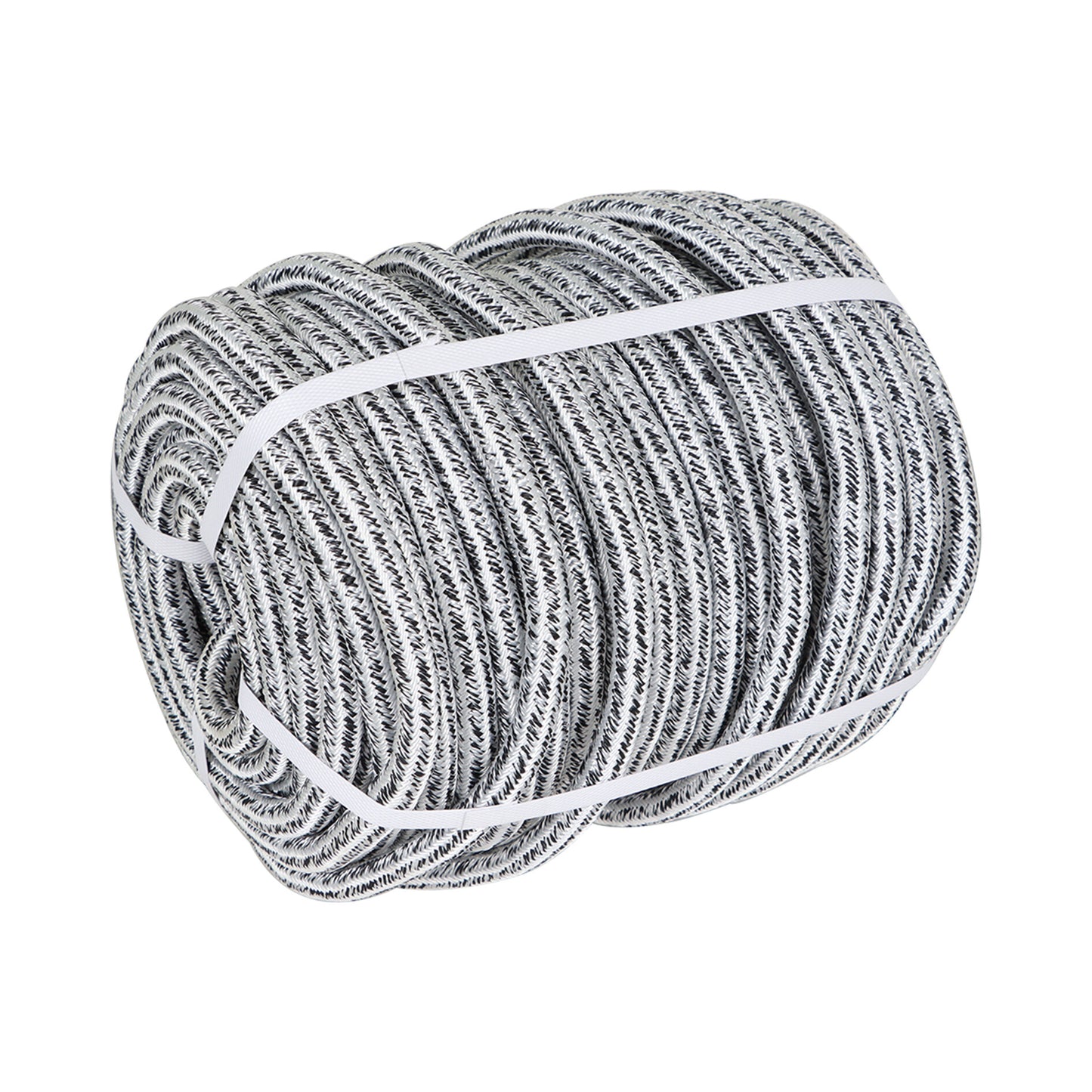 findmall 5/8 Inch 200 Feet 24 Strands Braided Rope Tree Felling Rope High Strength Polyester Rope for Swing Camping Bundling Black White