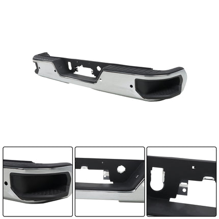 Findmall Chrome Rear Step Bumper for 2020-2025 Chevrolet Silverado and GMC Sierra 2500/3500 HD, With Sensor Holes, GM1103217
