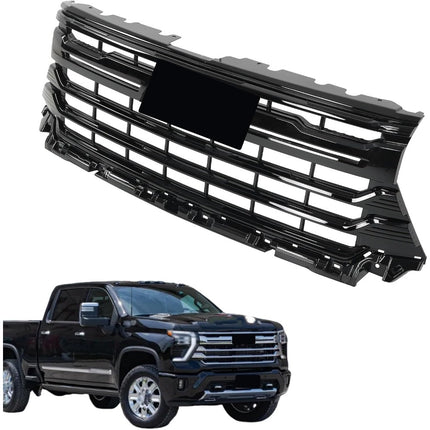 Findmall Glossy Black Front Upper Grille Molding Trim Replacement for Silverado 2500HD and 3500HD High Country 2024-2025 86533026