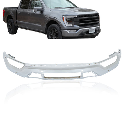 Findmall Chrome Steel Front Bumper Face Bar with 6 Parking Sensor Holes Replacement for 2021-2023 Ford F-150