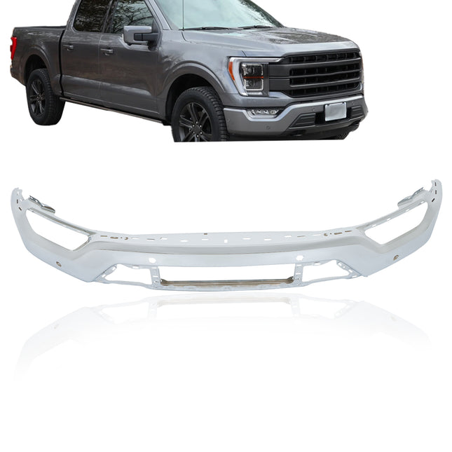 Findmall Chrome Steel Front Bumper Face Bar with 6 Parking Sensor Holes Replacement for 2021-2023 Ford F-150