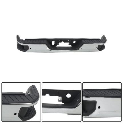 Findmall Chrome Rear Step Bumper for 2020-2025 Chevrolet Silverado and GMC Sierra 2500/3500 HD, With Sensor Holes, GM1103217