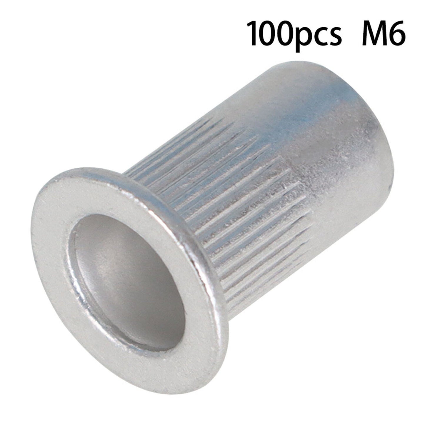 100Pcs M6 Rivet Nuts Kit Metric Aluminum Flat Head Threaded Rivet Nut Insert Nutsert Rivet Nuts Assortment Kit