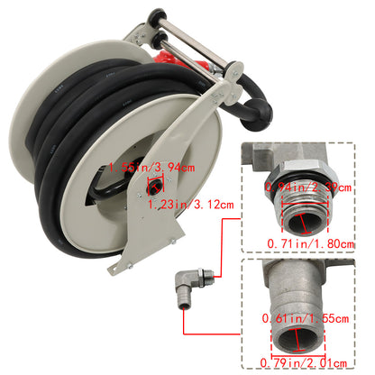 findmall 1" × 50FT Diesel Hose Reel Fuel Hose Reel with Fueling Nozzle Retractable 300PSI