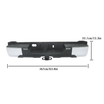 Findmall Chrome Rear Step Bumper for 2022-2024 Toyota Tundra, Without Sensor Holes, TO1103147