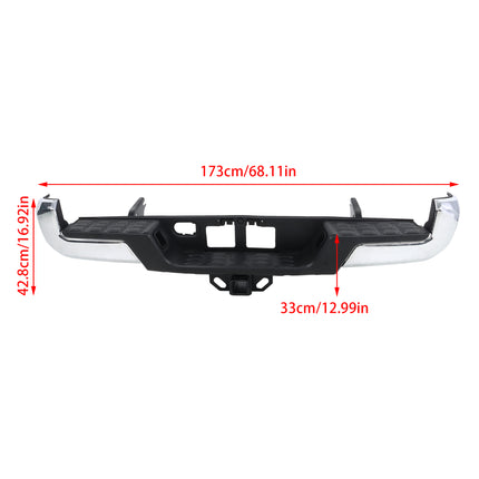 Findmall Chrome Rear Step Bumper for 2016-2023 Toyota Tacoma, TO1103129