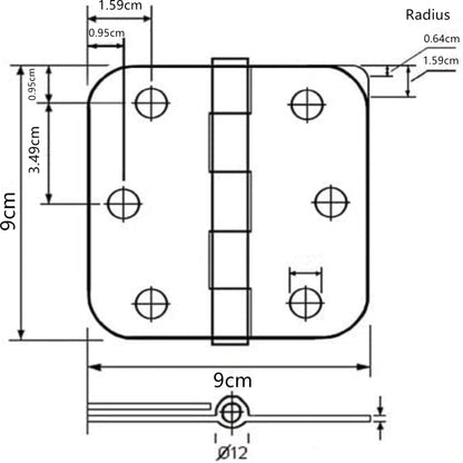 findmall 18Pcs Door Hinges 3.5 Inch x 3.5 Inch Door Hinge Satin Nickel 1/4 Inch Radius Corner Door Butt Thickness 2.2 MM