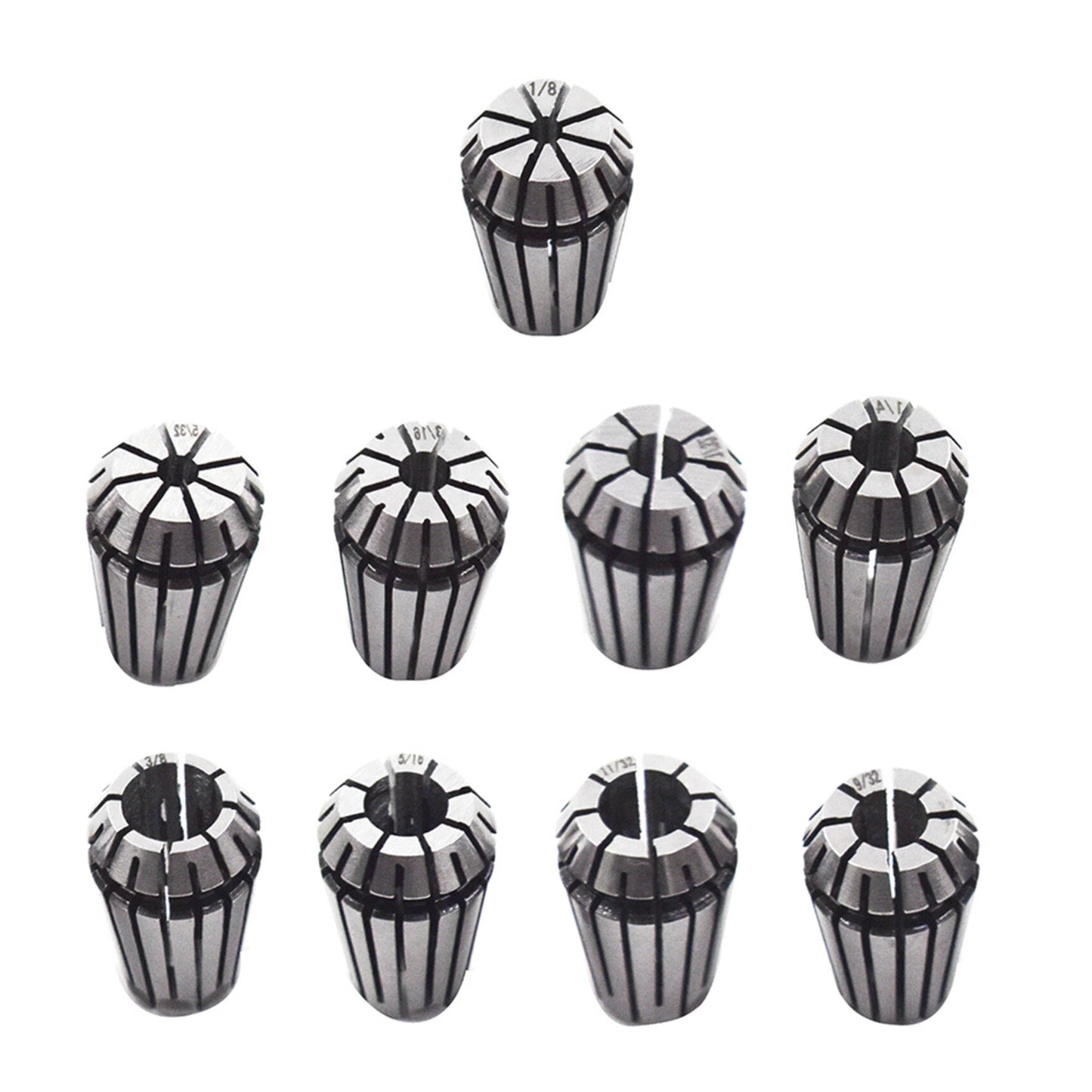 9pcs ER16 Spring Collet Set 1/8 - 3/8" CNC Milling Lathe Tool Engraving Machine 1/8" 5/32" 3/16" 7/32" 1/4" 9/32" 5/16" 11/32" 3/8