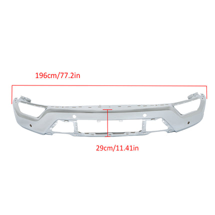Findmall Chrome Steel Front Bumper Face Bar with 6 Parking Sensor Holes Replacement for 2021-2023 Ford F-150