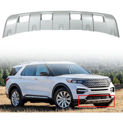 Findmall Front Bumper Lower Valance Panel Skid Plate for 2020‑2022 Ford Explorer, Silver Plastic