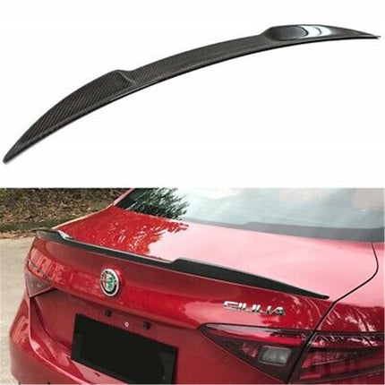 Rear Trunk Spoiler Black Carbon Fiber Replacement for 2017 2018 2019 2020 2021 2022 Alfa Romeo Giulia Sedan 4-Door