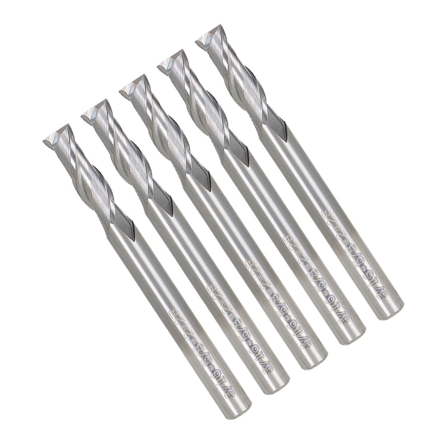 findmall 5Pcs 3/16 Inch Helix Carbide End Mill Tialn Coated 2 Flute 5/8 Inch Length of Cut Fit for Aluminum Cut Non-Ferrous Metal Upcut CNC Spiral Router Bit