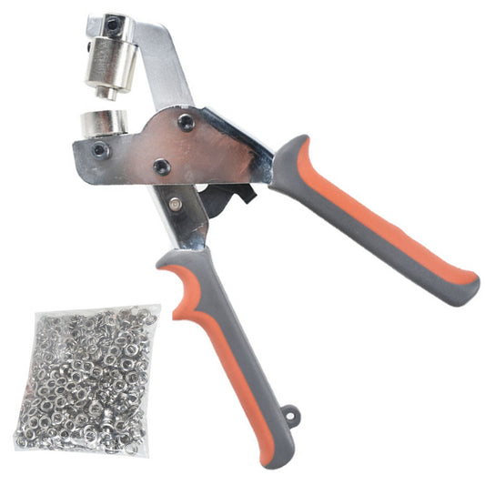 findmall 0.43 Inch Grommet Tool Kit Handheld Hand Press Portable Grommet Machine Hole Punch Tool W/ 500 Silver Grommets