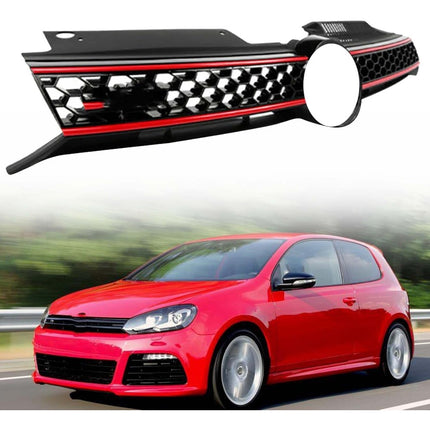 Findmall Front Grille for 2010-2014 Golf Mk6, Black with Red Trim