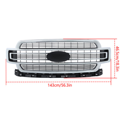 Findmall Chrome Front Bumper Grille Grill Replacement for F150 LIMITED 2018-2020 Replacement for JL3Z8200RA