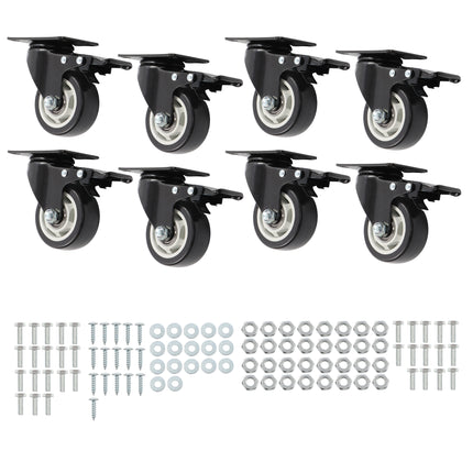 Findmall 8 Pack 3" Polyurethane Swivel Caster Wheels with Double Lock Brake, Top Plate Mount, Heavy Duty Casters for Workbenches, Carts & Furniture
