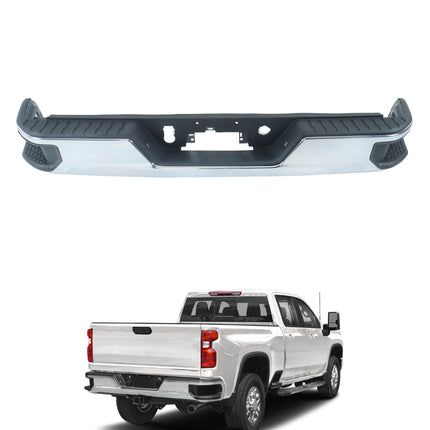 Findmall Chrome Rear Step Bumper for 2020-2025 Chevrolet Silverado and GMC Sierra 2500/3500 HD, Without Sensor Holes, GM1103215