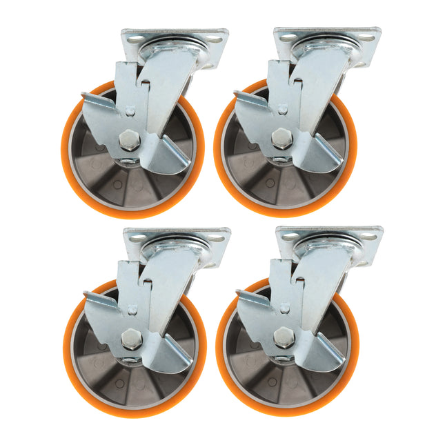 Findmall 4 Pack 6 Inch Polyurethane Swivel Caster Wheels, Plate Mount, Heavy Duty Replacement Casters for Carts, Workbenches & Industrial Equipment