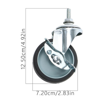 Findmall 4 Pack 3" Rubber Swivel Caster Wheels with Wheel Brake, M8-1.25 × 25mm Threaded Stem, Heavy Duty Casters for Furniture, Workbenches & Utility Carts