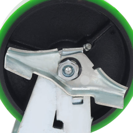 Findmall 4 Pack 6 Inch Heavy Duty Swivel Caster Wheels, 2 Swivel Casters with Total Lock Brake & 2 Swivel Casters, Plate Mount, Polyurethane on Cast Iron Wheels for Carts, Workbenches & Industrial Equipment