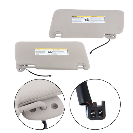Findmall Sun Visor Gray with Lights and Mirror Replacement for Ram 1500 2500 3500 Pickup 4-Door 2013-2018