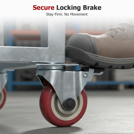 findmall 4" Heavy Duty Caster Wheels (4 Pack) with Safety Brake – 360° Swivel, Quiet & Secure Locking Casters for Furniture and Equipment