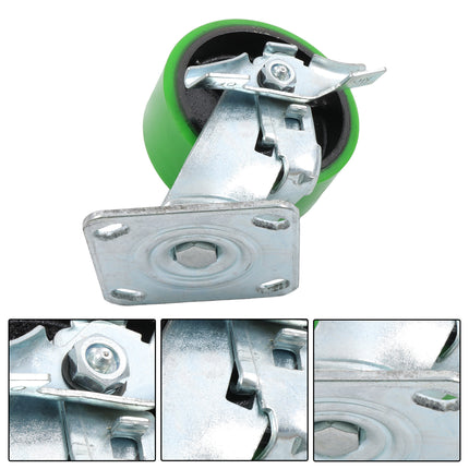Findmall 4 Pack 5" Polyurethane Swivel & Rigid Caster Wheels with Double Lock Brake, Top Plate Mount Heavy Duty Casters for Platform Trucks, U-Boat Carts & Workbenches