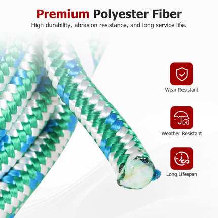 findmall 1/2" 16-Strand Braided Polyester Rope – Heavy Duty Arborist Rigging & Tree Pulling Rope for Outdoor, Camping & Utility Use