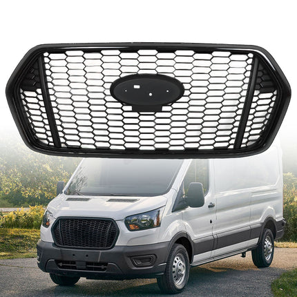 Findmall Front Grille Upper Glossy Black Honeycomb Style Replacement for Transit T150 T250 T350 2020-2022