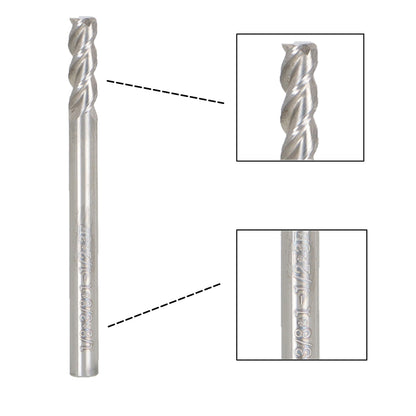 findmall 3Pcs 1/8 Inch Helix Carbide End Mill 3 Flute 3/8 Inch Length of Cut Fit for Aluminum Cut Non-Ferrous Metal Upcut CNC Spiral Router Bit