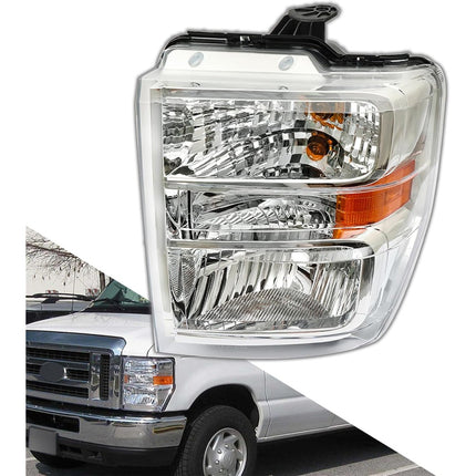 Findmall Headlight Assembly for 2008–2014 Ford E-150/E-250/E-350/E-450 Front Left Driver Side, Replaces FO2502249