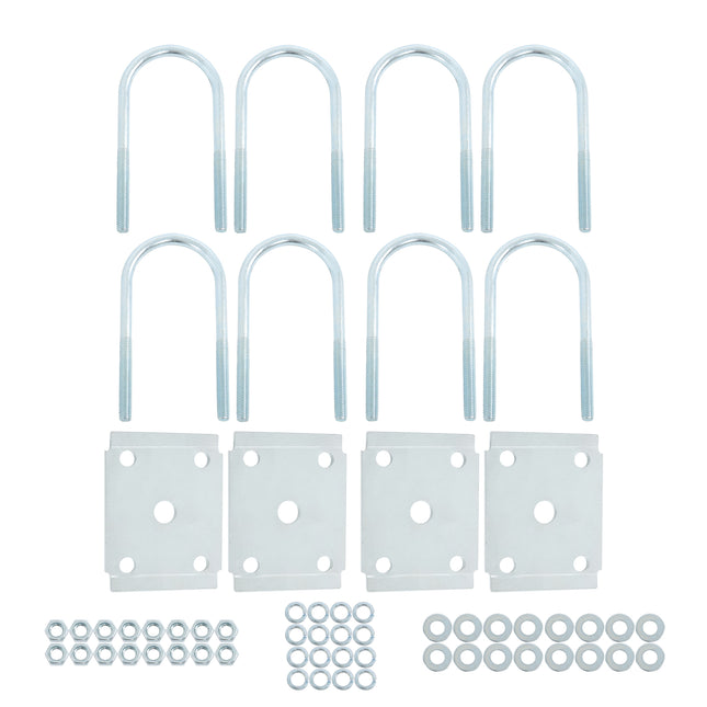 Findmall 8-U-Bolt Trailer Axle Mounting Kit for 3 in Round Axles, 7 in Long, 1/2 in Diameter