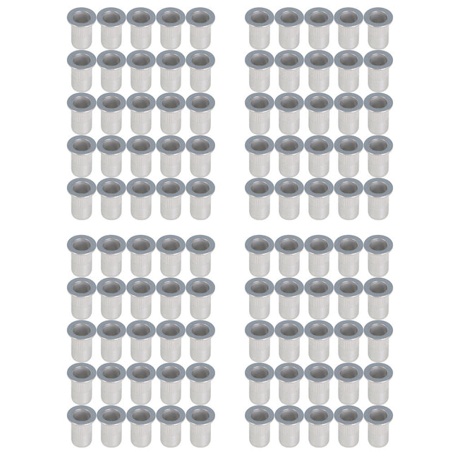Findmall 100Pcs M6 Rivet Nuts Kit Metric Aluminum Flat Head Threaded Rivet Nut Insert Nutsert Rivet Nuts Assortment Kit