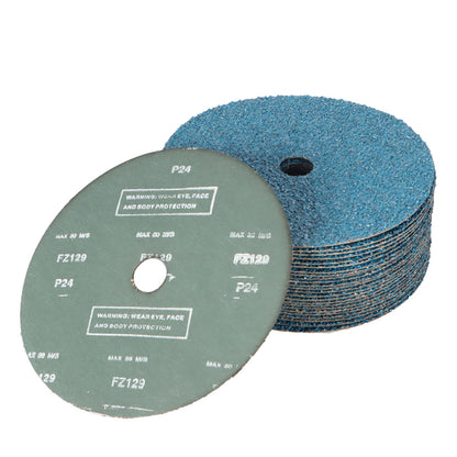 findmall Abrasives 25Pcs Fiber Disc 7 Inch Zirconia Resin Fiber Grinding and Sanding Discs 7/8 Inch Center Hole 24 Grit