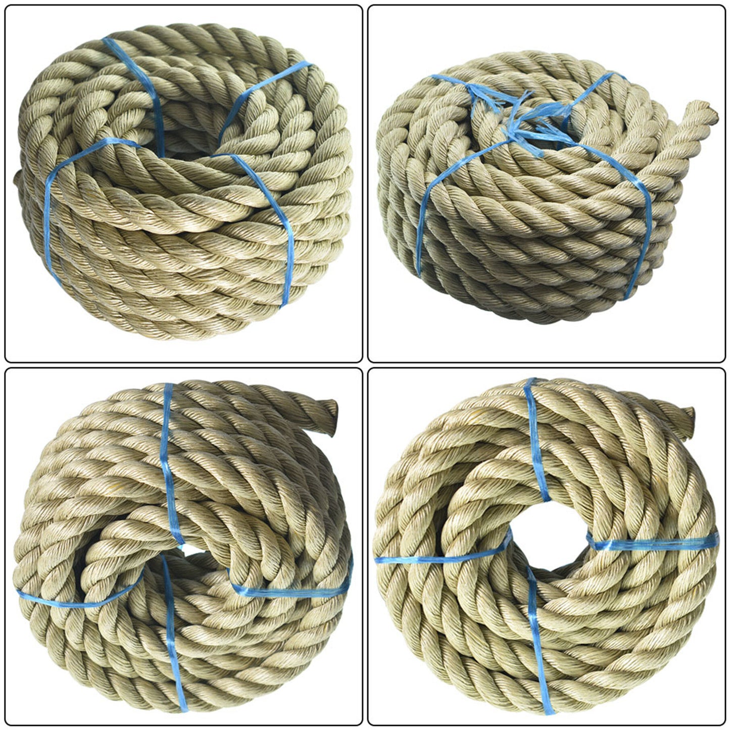 3/4 inch 1 inch Diameter Twisted Manila Rope, Twisted 3 Strand, Polypropylene Rope for Indoor Outdoor Use for Landscaping, Tug of War, Projects and Tie Downs