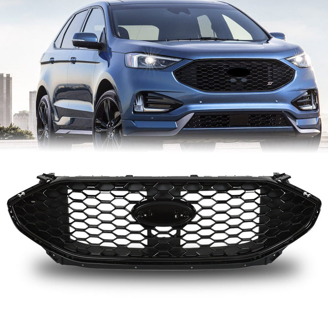 Findmall Glossy Black Honeycomb Front Upper Grille without Camera Hole Replacement for Edge ST 2019-2020