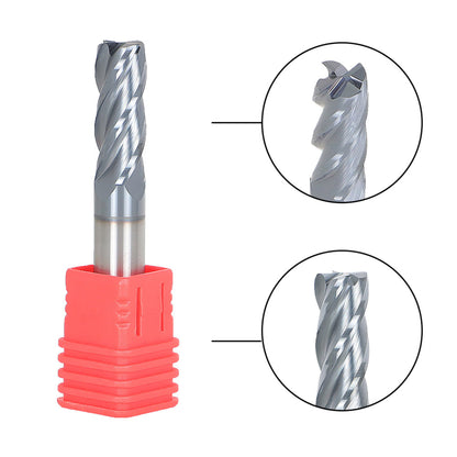 findmall 3/8 Inch Helix Carbide End Mill - .020 Radius Tialn Coated 4 Flute 1 Inch Length of Cut Fit for Aluminum Cut Non-Ferrous Metal Upcut CNC Spiral Router Bit