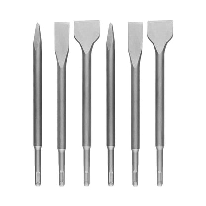 findmall 6-Piece Chisel Set, 40Cr Steel Concrete Drill Bit Set, Rotary Hammer Bits Chisel Set Including Point Chisel, 20mm Flat Chisel, 40mm Flat Chisel