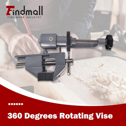 Findmall Universal Table Vise 3" Aluminum Swivel Bench Vise 360 Degrees Rotating Fit for Holding Small Parts in Jewelry Hobby Model Making Electronics and More