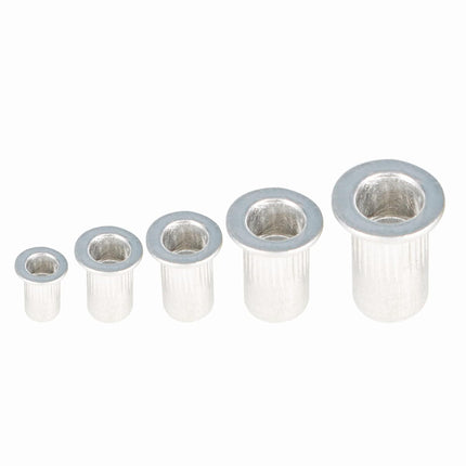 Findmall 150Pcs Rivet Nuts Kit Metric Aluminum Flat Head Threaded Rivet Nut Insert Nutsert Nuts Assortment Kit M3 M4 M5 M6 M8