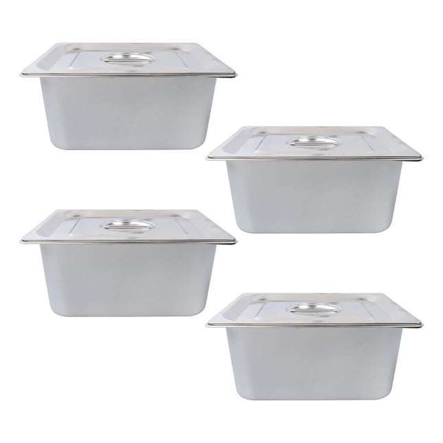 Findmall 4 Set Stainless Steel Steam Table Pan 1/2 Size X 6 Inch Deep Hotel Pans for Home, Party, Restaurant and Hotel