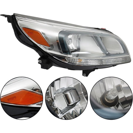 Findmall Passenger Side Headlights Assembly Halogen Replacement for Malibu LS 2013-2015 Replacement for Malibu Limited LS 2016 Housing Chrome Lamp RH 1PC GM2503363
